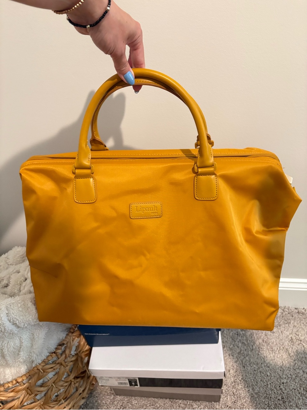 Lipault - Plume doctor bag/carry on Mustard Yellow leather handle